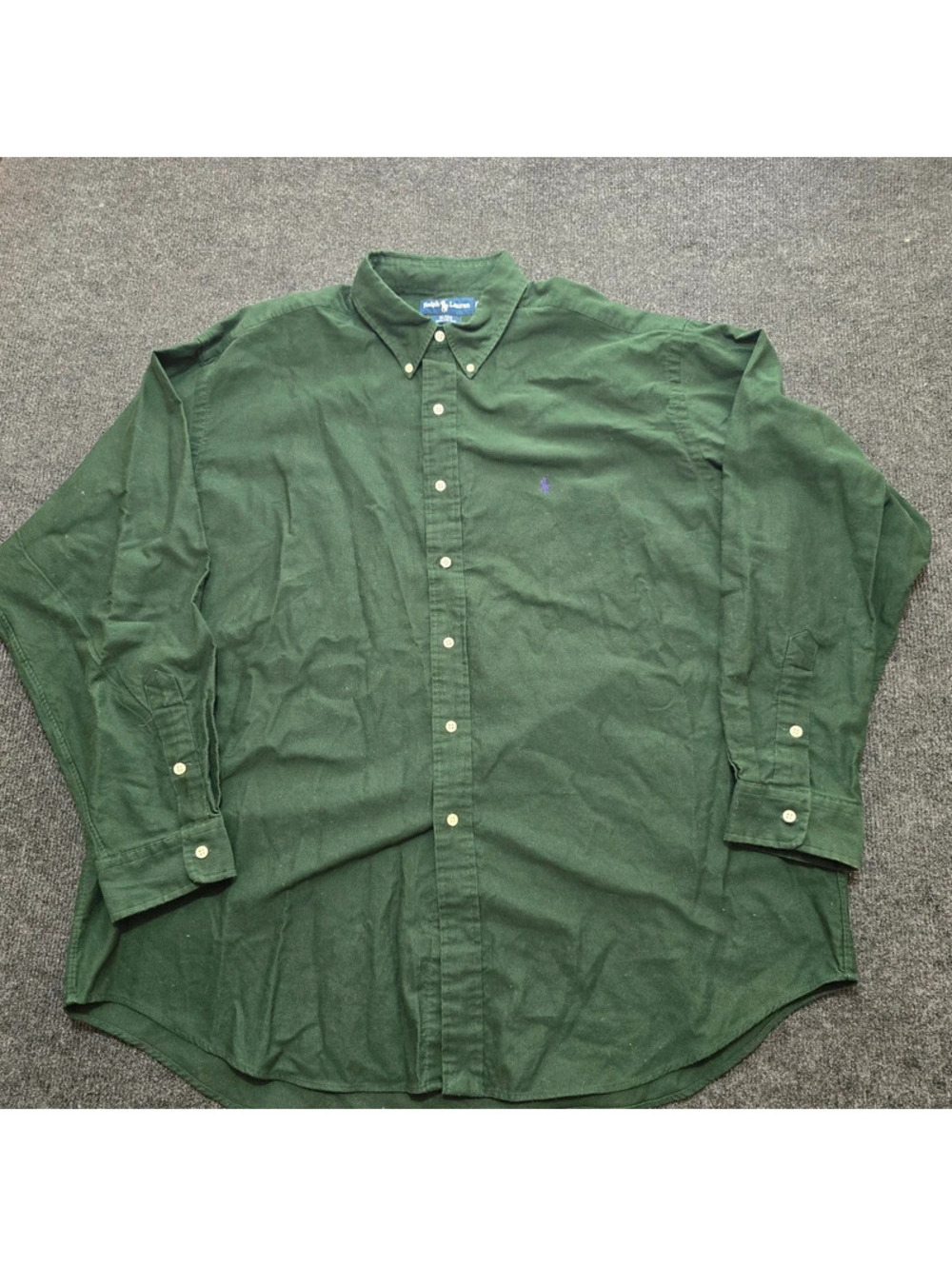 Vtg Ralph Lauren Blake Corduroy Shirt XXL Hunter Green Button Down Purple Pony